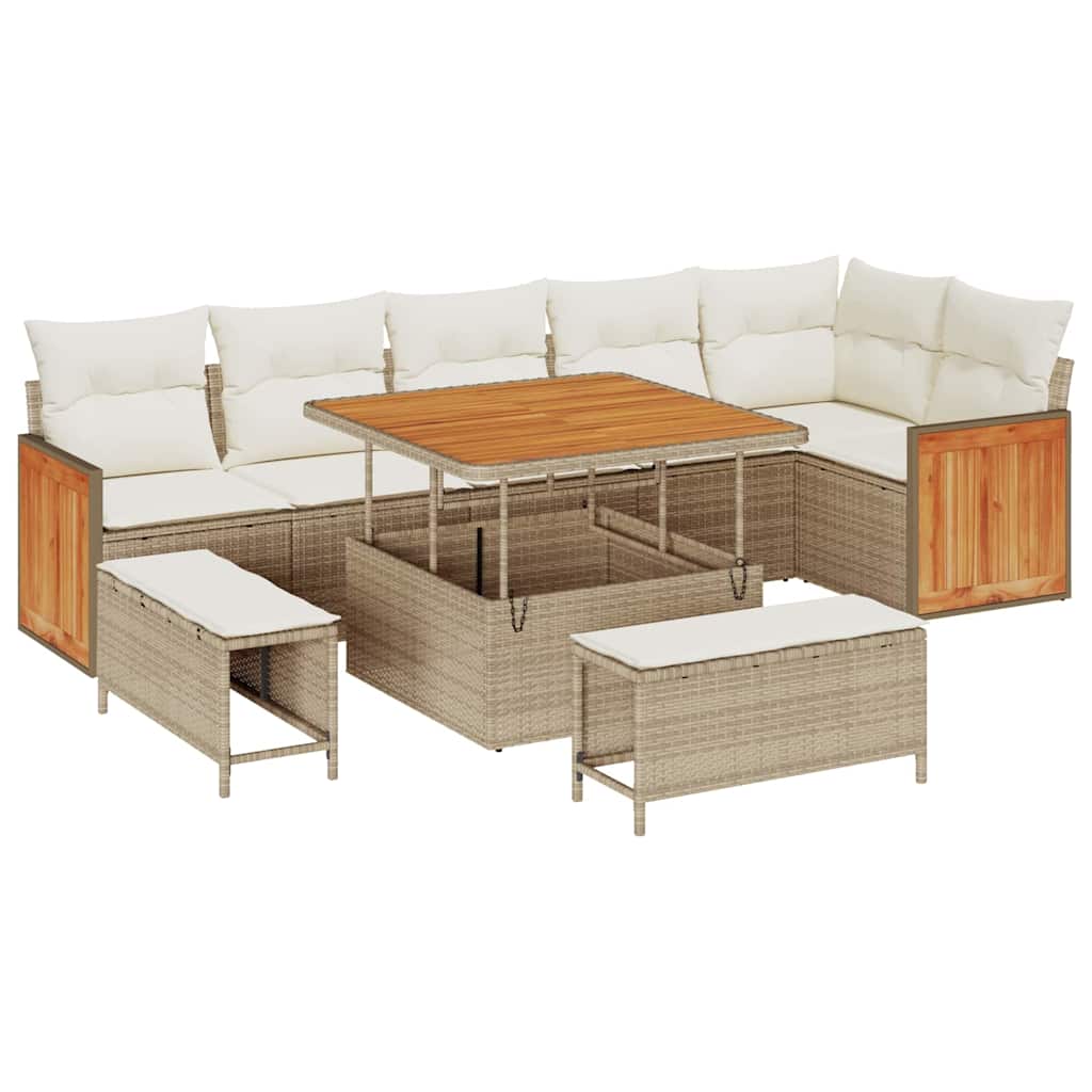 Garten-Sofa-Set 9 pcs Beige und Creme 100 x 100 x 71 cm